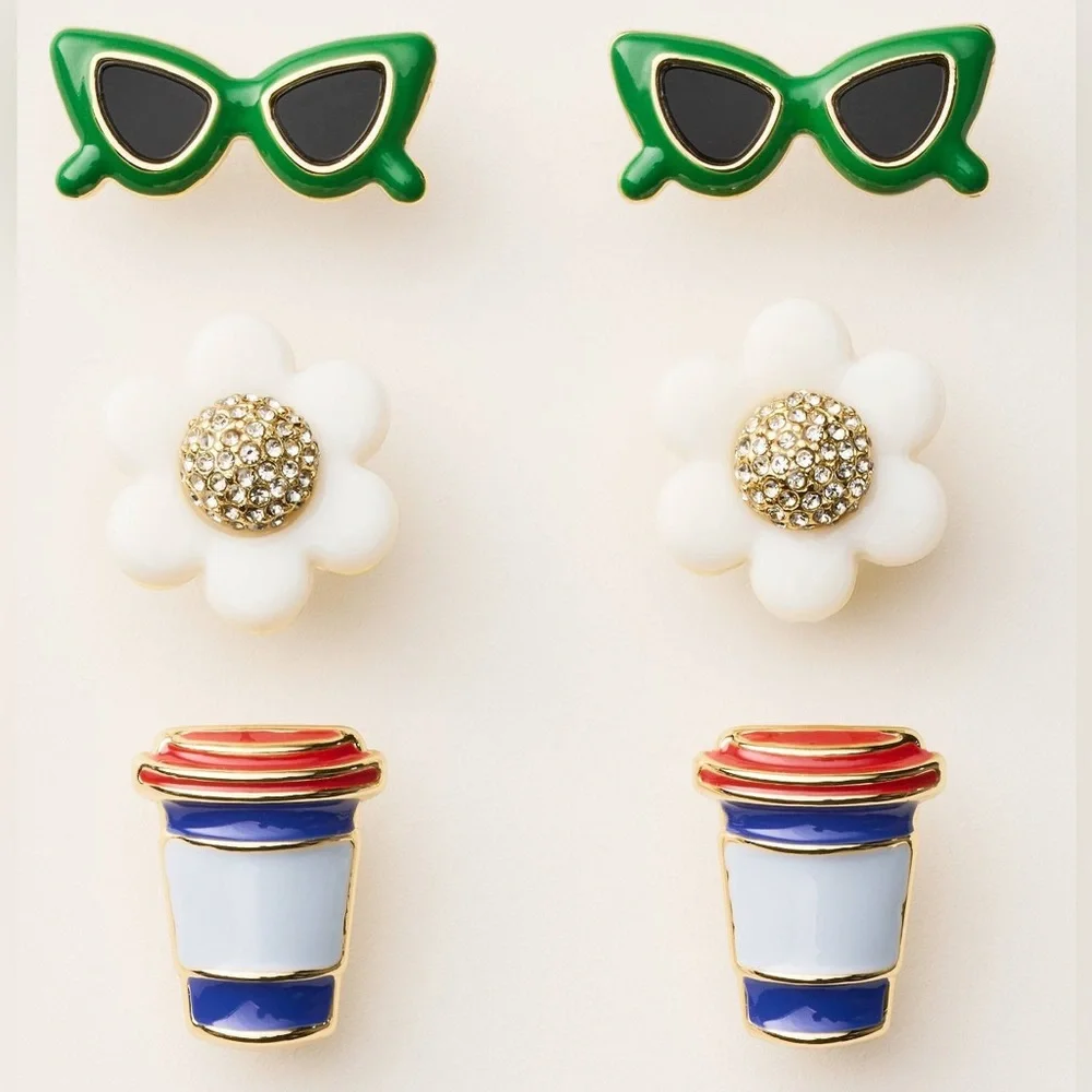 PICK (1) KATE SPADE NEW YORK STUD EARRING DAISY,CUP,FRIES,SUNGLASSES,STRAWBERRY - Picture 4 of 9